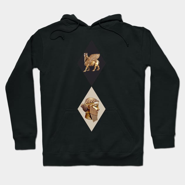 Assyrian Lamassu and the KIng Sargon Hoodie by doniainart